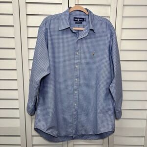 Ralph Lauren Plaid Long Sleeve Yarmouth Cotton Button Down Size 16.5 32/33